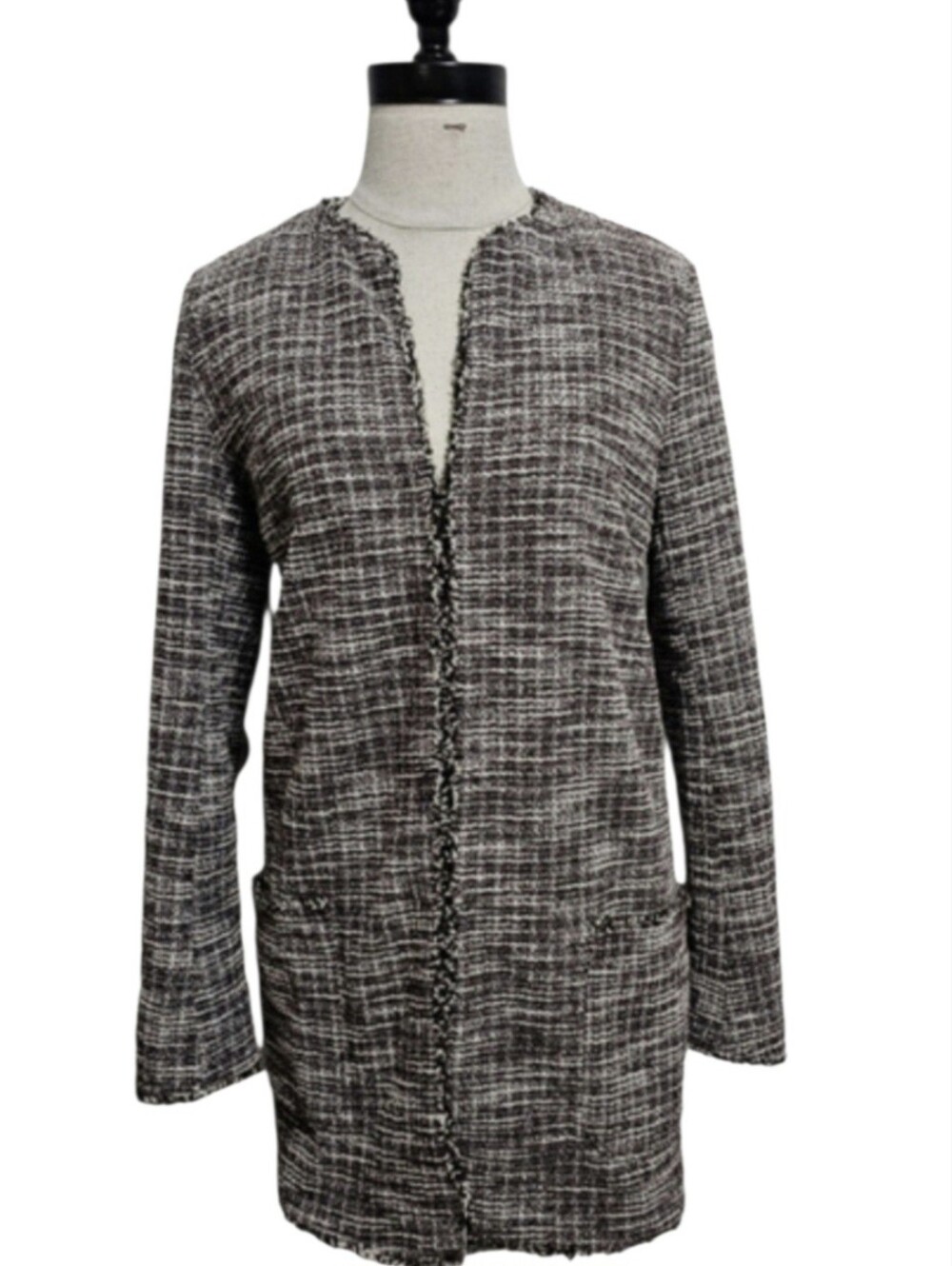 Max Studio Women's Minimalist Tweed Long Jacket Academia Sz S